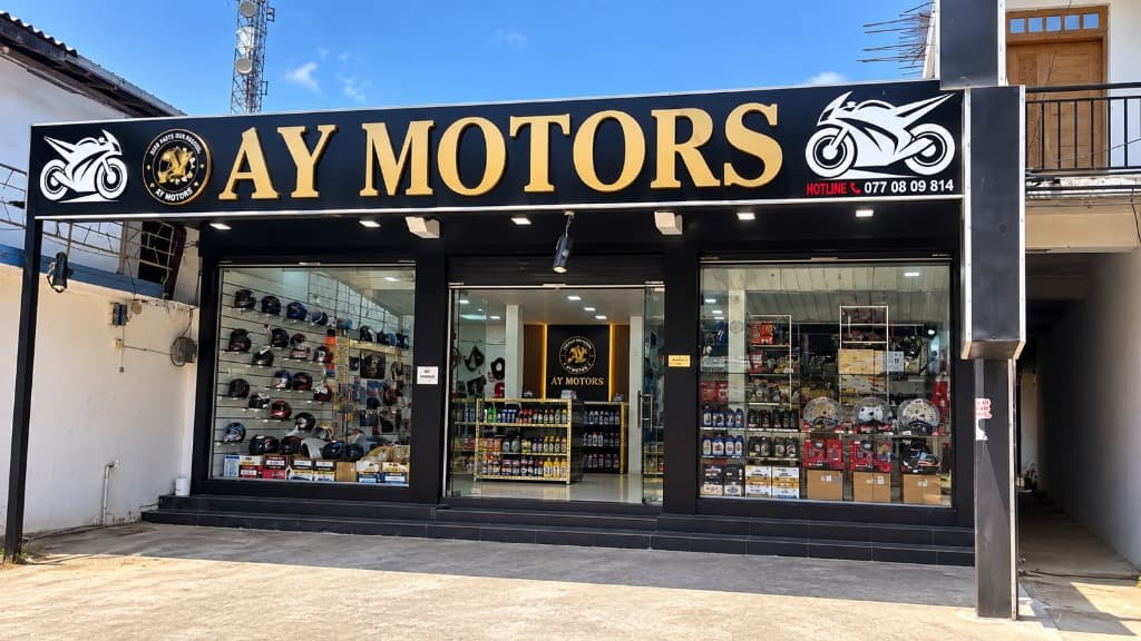 AY MOTORS storefront in Kinniya opposite Amana Takaful